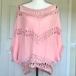 LESHOP OFF SHOULDER CROCHET KNIT TOP